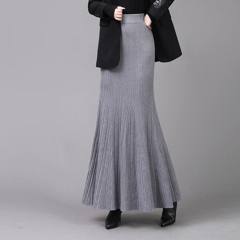 Women's Knitted Half-length Fishtail Mid-length High Waist Hip Skirts