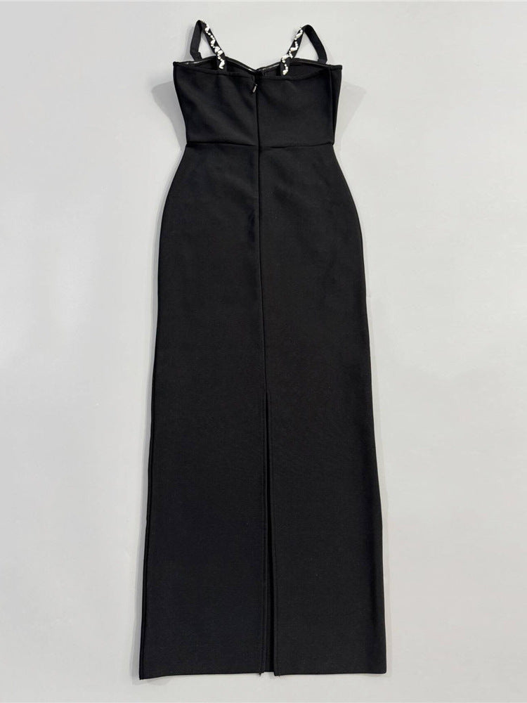 Set Diamond Sling Bandage Sexy Slim Sleeveless Fashion Backless Dress