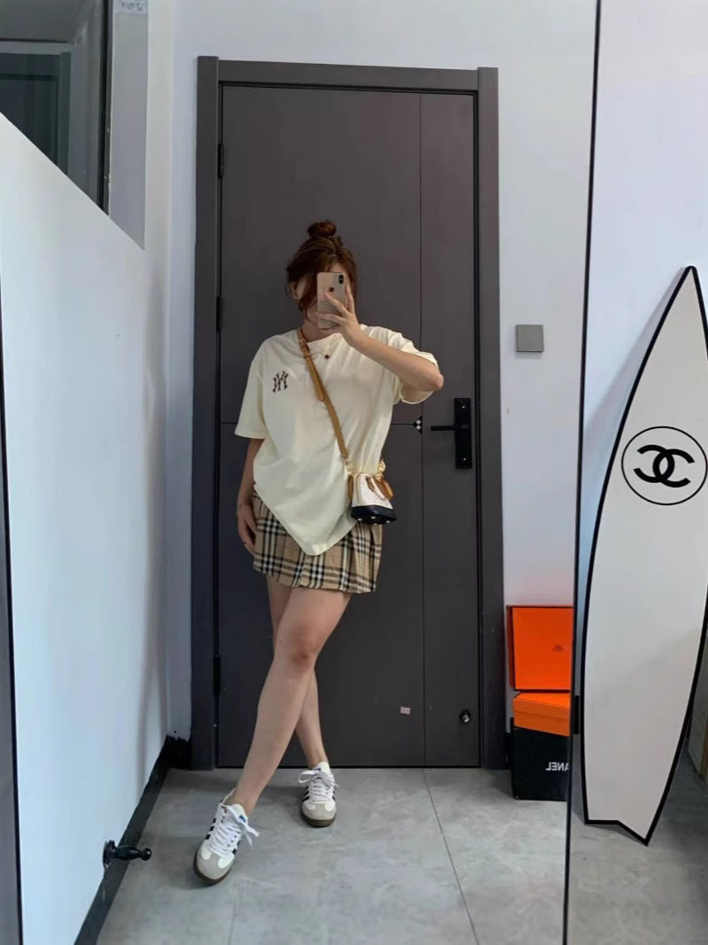 Women's & Men's Quality Summer Sleeve Embroidered Crew Neck Loose Leisure Women's T-shirt