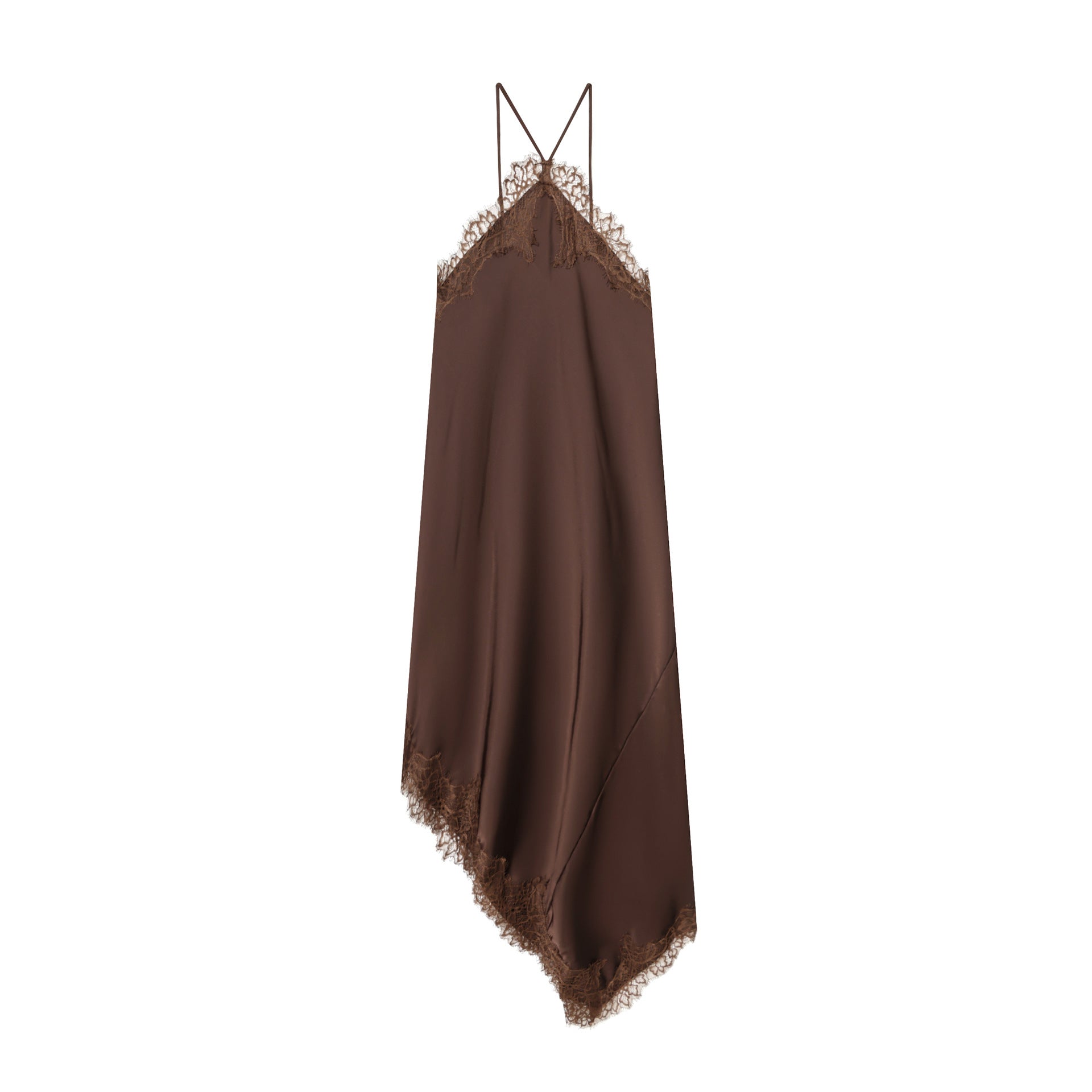 Women's Spring Pullover Sleeveless Lace Silk Satin Dress