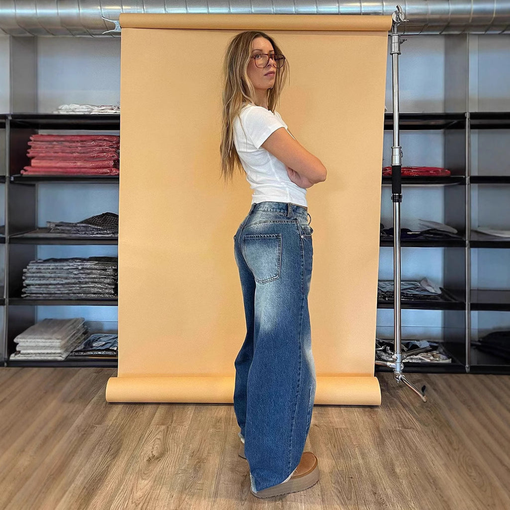 Creative Women's Retro Trousers Loose Straight Women's Jeans
