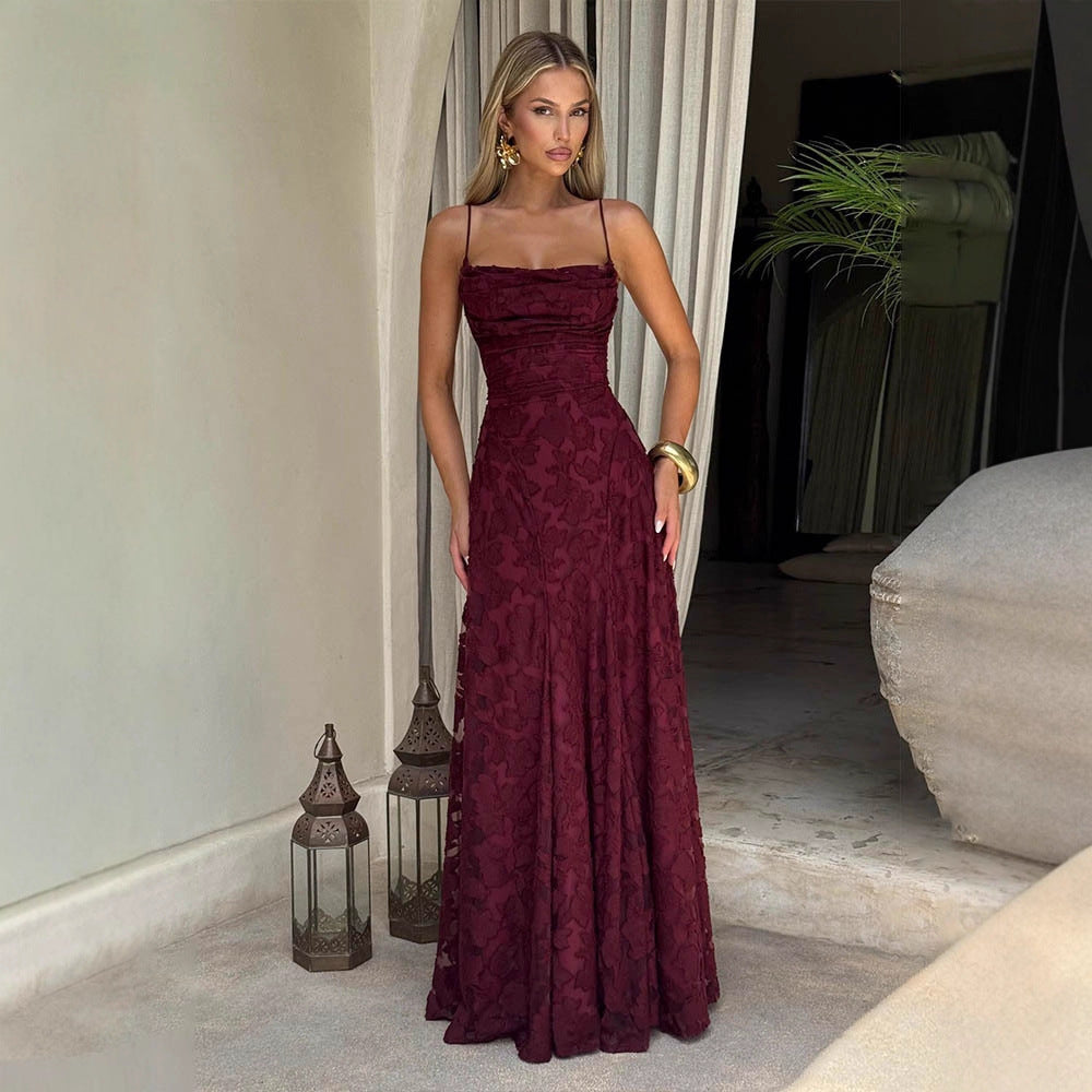 Women's Fashion Hot Style Wine Red Sexy Dress