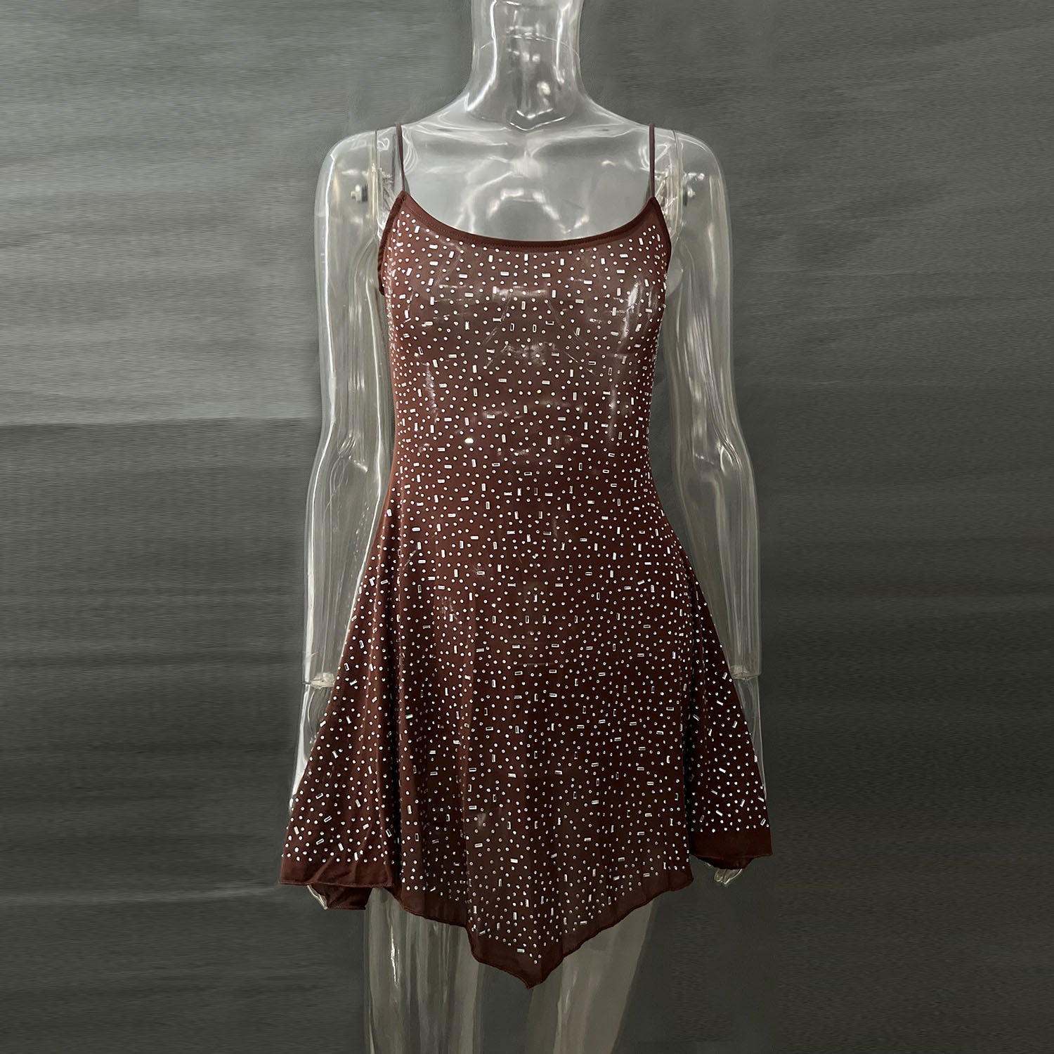 Popular Women's Party Hot Drilling Half Dress