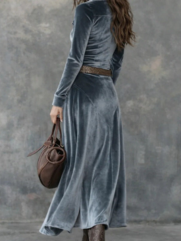 Comfortable Western Bohemian Elegant Veet Belt Dress