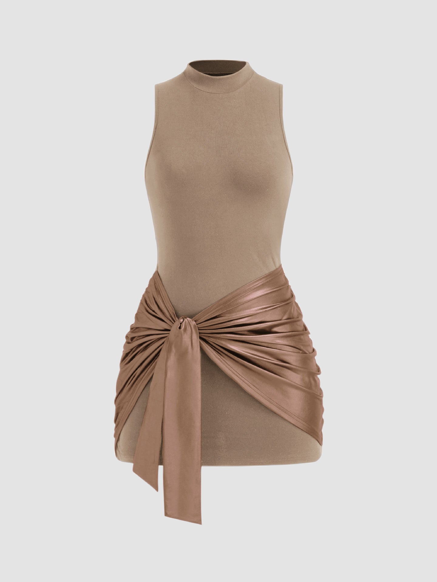 Sexy Solid Color Round Neck Sleeveless Sheath Skirts