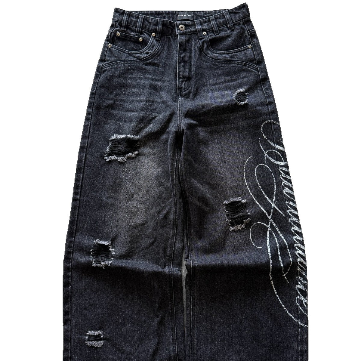 Printed Washed Make Old Ripped Personality Street Loose Jeans