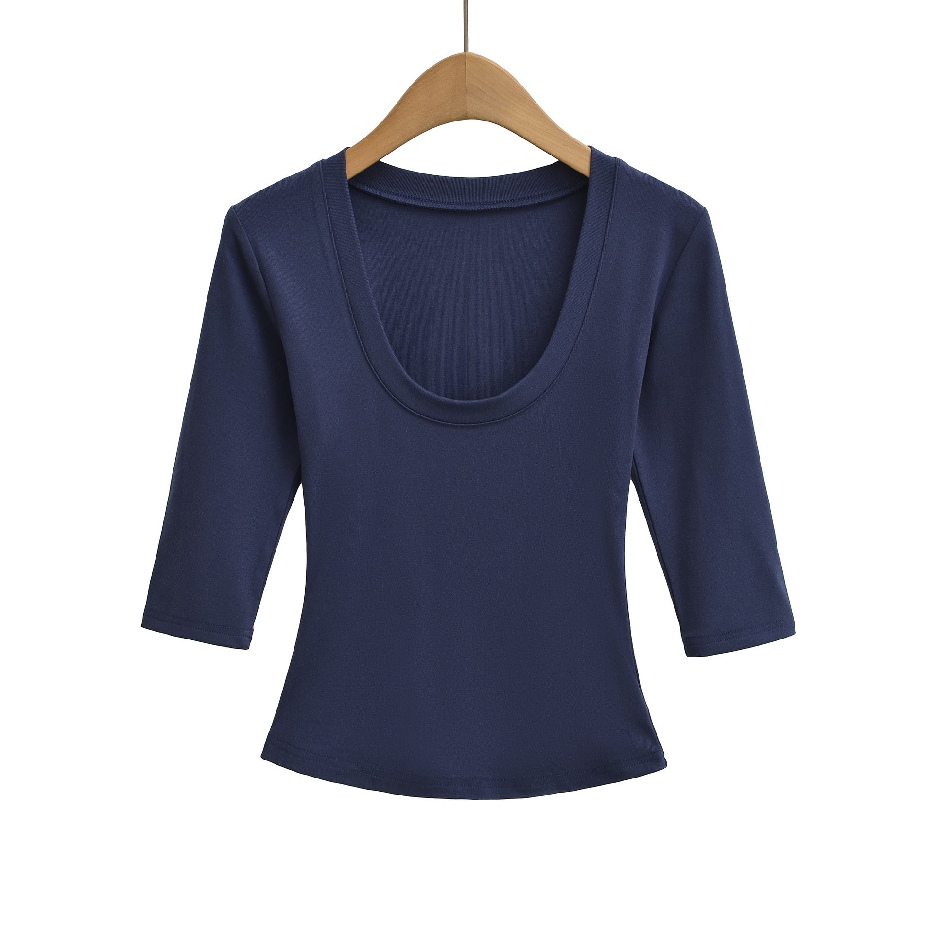 Women's Color Half Sleeves Knitted Inner Match Bottoming Women's T-shirt