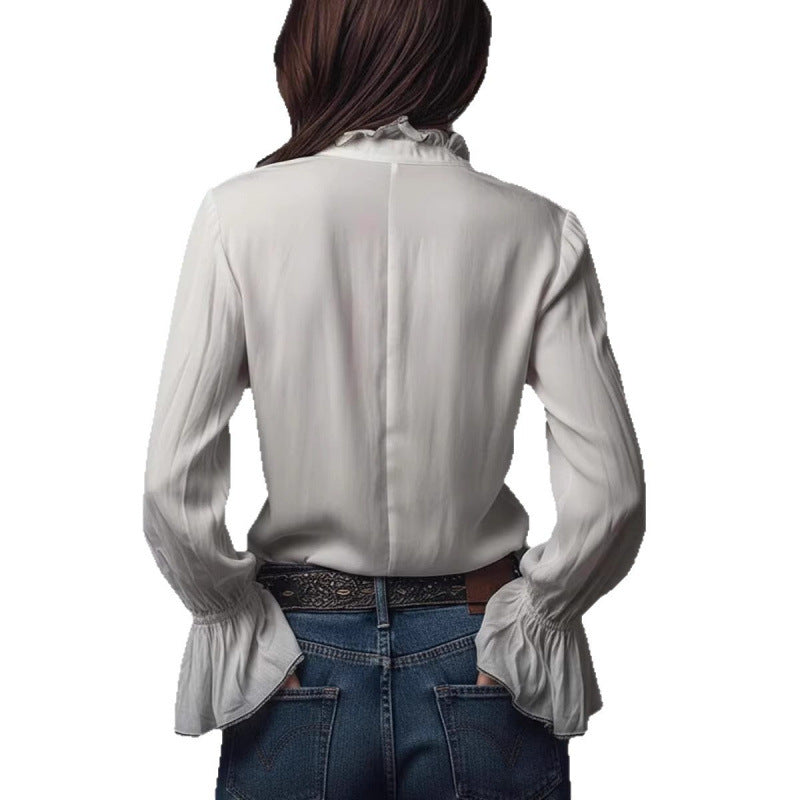Women's Vacation Western Bohemian Long Sleeve Zipper Shirt Blouse