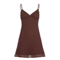 Dot Print Contrast Color Basic A- Line Slip Hot Backless Dress