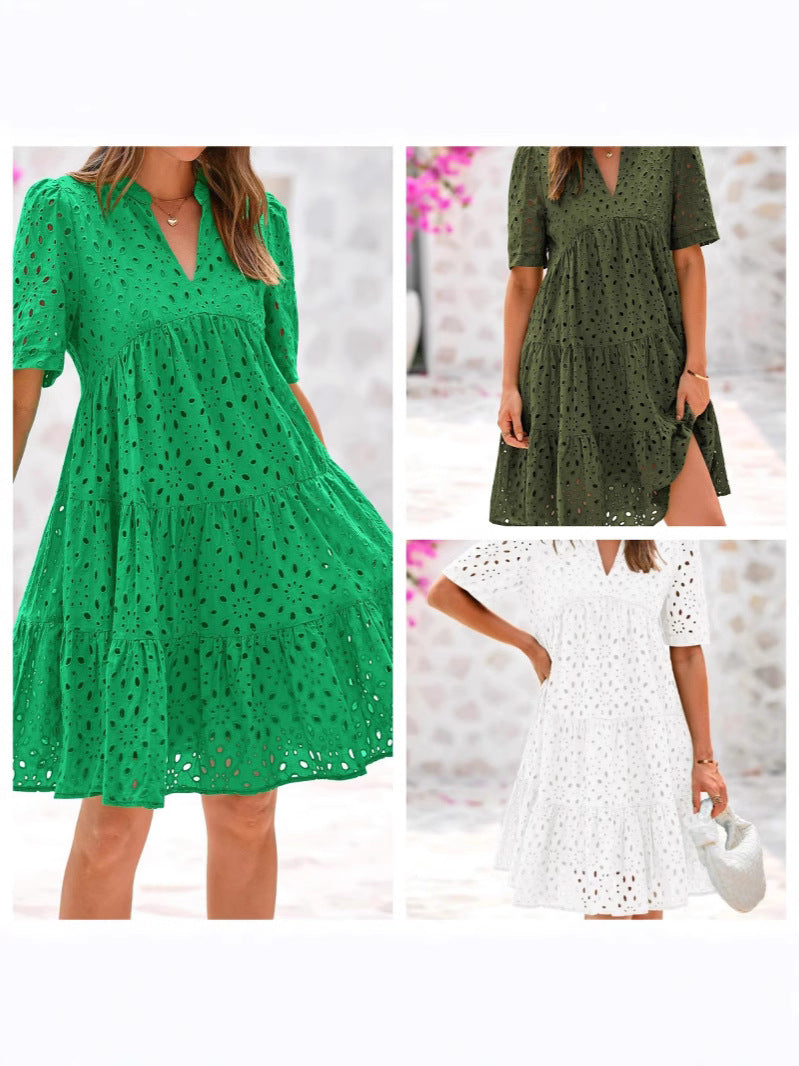 Women's French Style Hollow Lace High-grade A- Dress