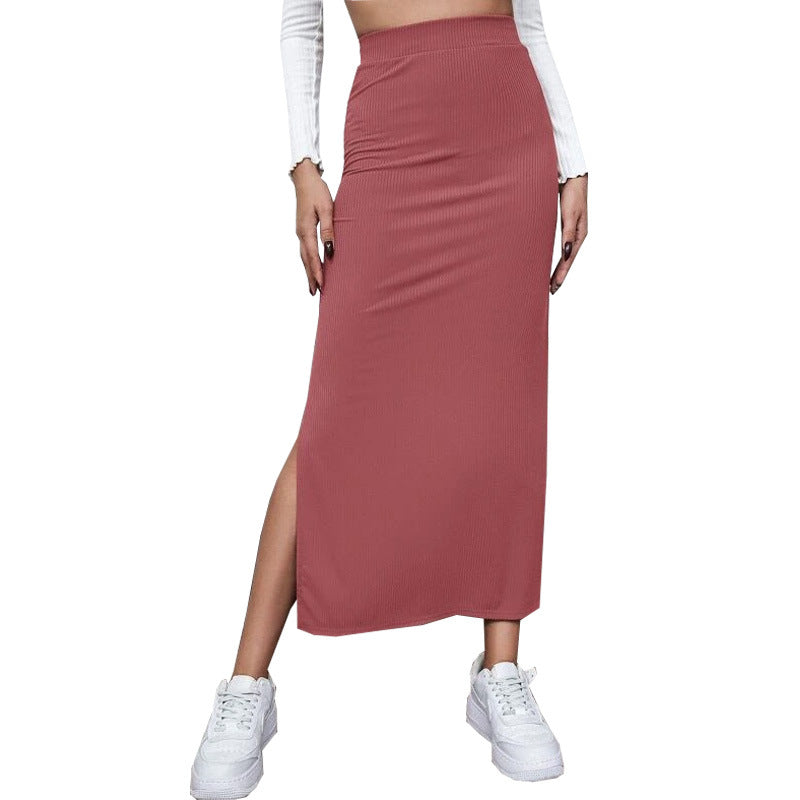 Women's Autumn Solid Color Hip Split Dress Skirt