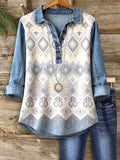 Women's Geometric Pattern Simple Casual Long Sleeve Breathable Women's T-shirt