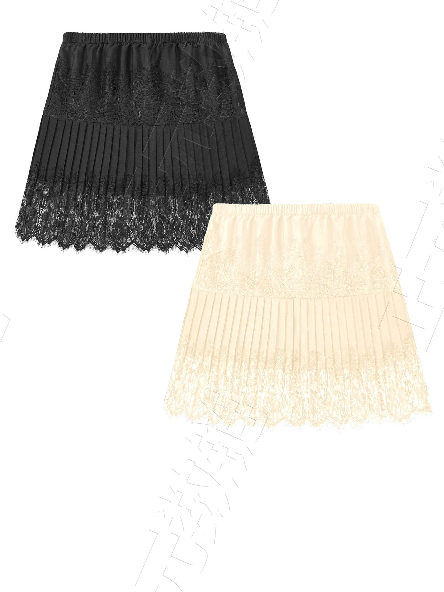 2 Piece Set Ballet Style Hem Fashion Lace Stitching Layered Skirt