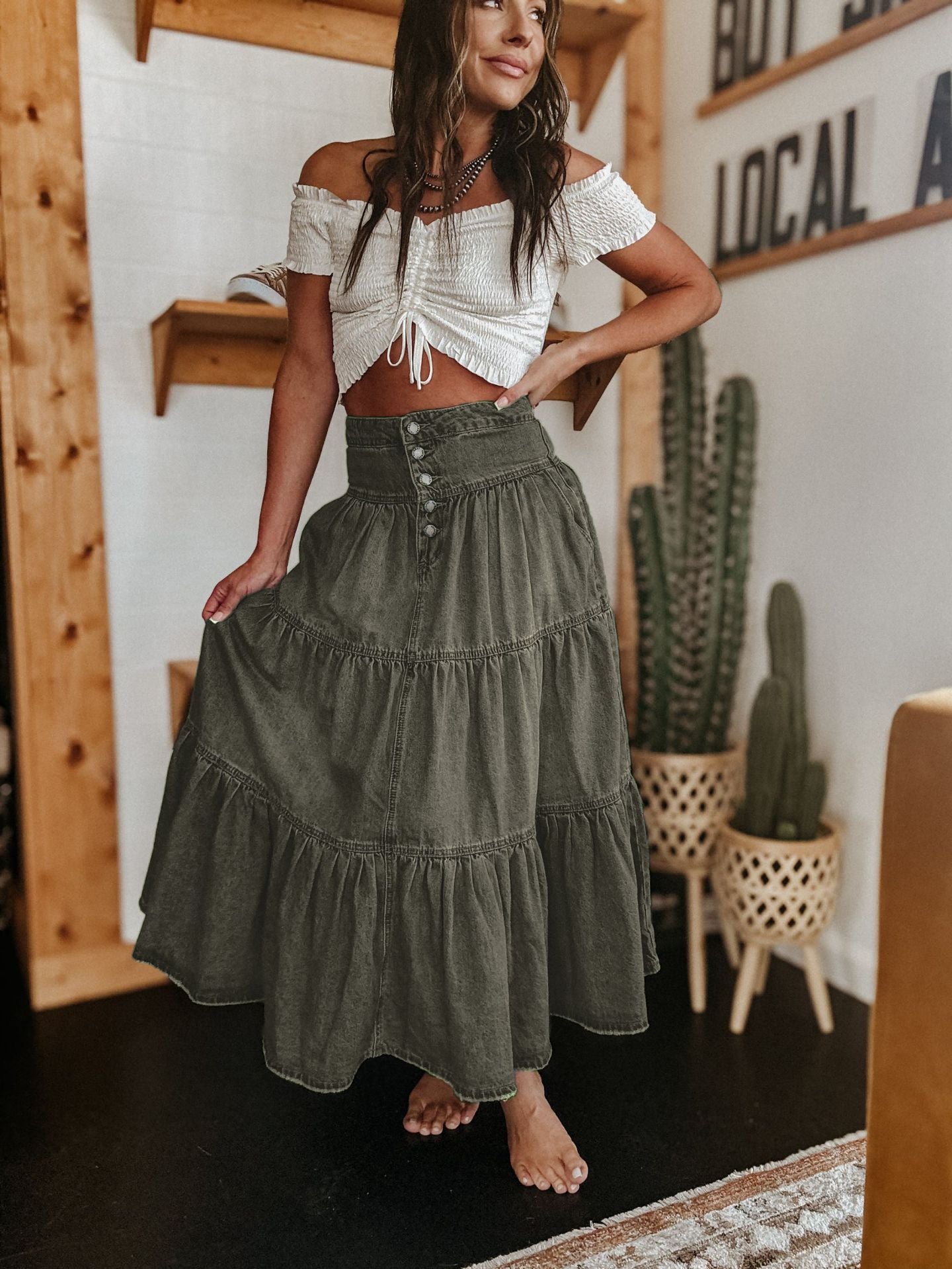Graceful Comfortable Bohemian Layered Cake Denim Skirt