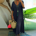 Women's Solid Color Loose Sleeve Large Swing Dress