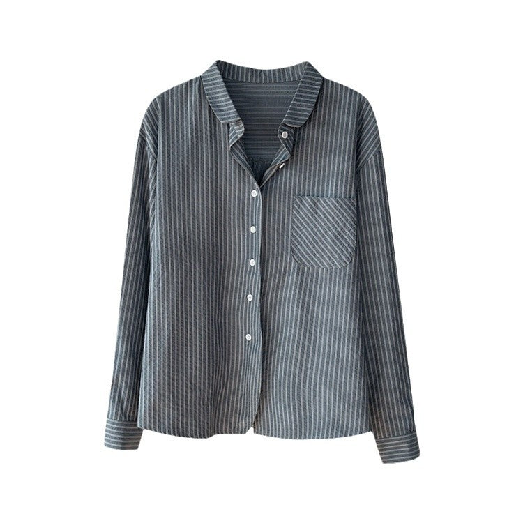 Women's Long Sleeve Pattern Shirt Autumn Pocket Plus Size