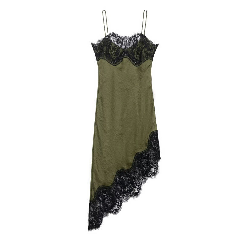 Women's Summer Design Asymmetric Lace Satin Clothing
