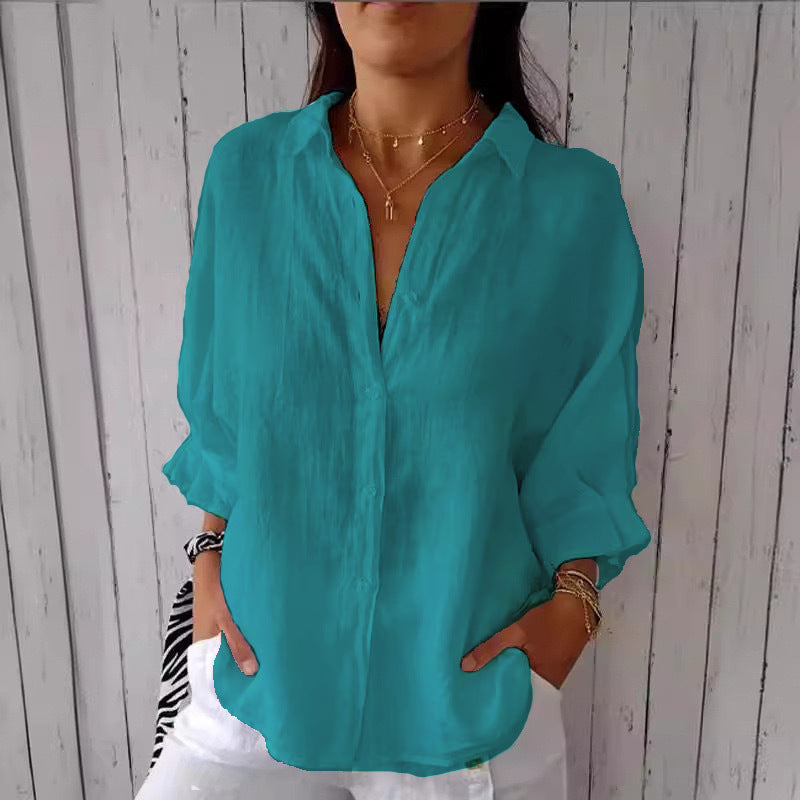 Spring Cotton Linen Back Design Shirt Blouse