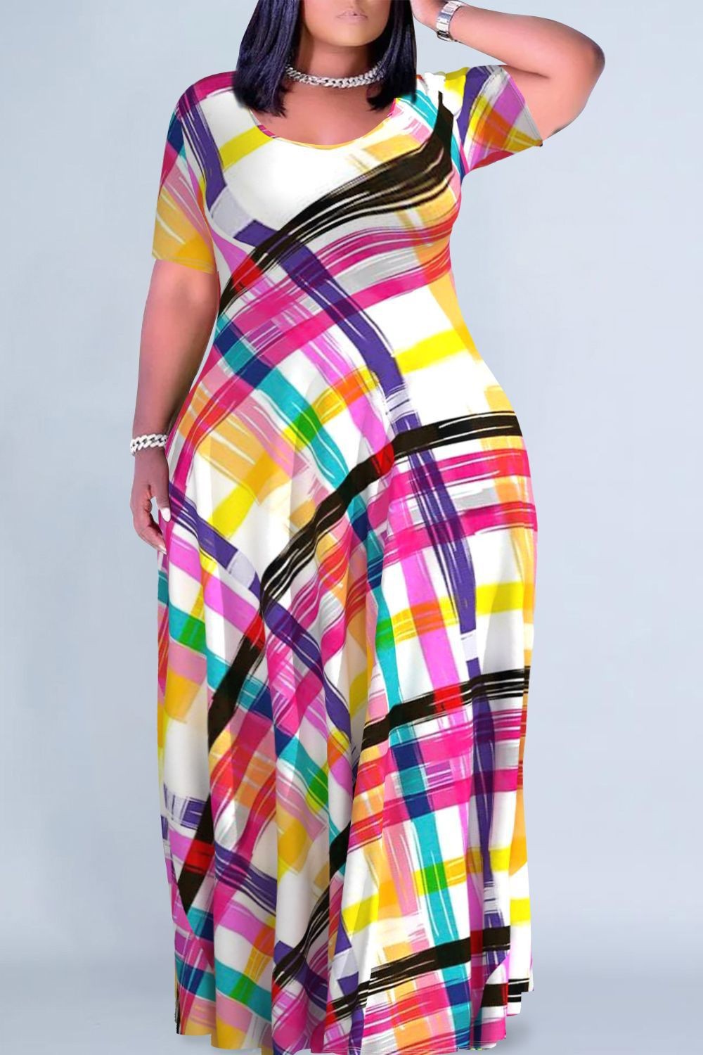 Women's Floral Print Round Neck Exotic Vacation Style Dress