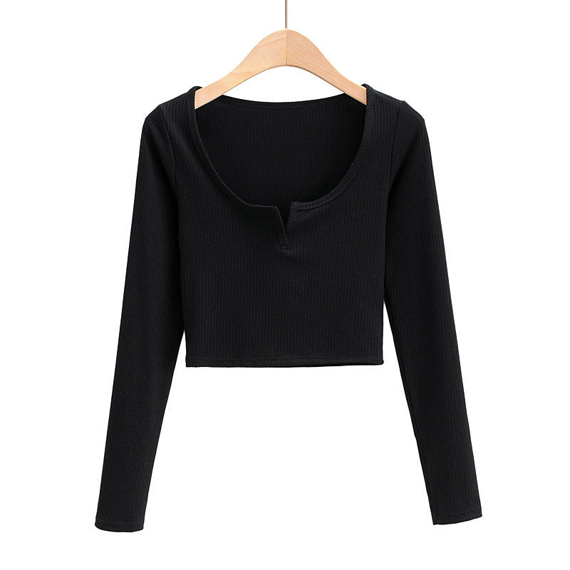 Autumn Solid Color Slim Fit Small Long Sleeve Bottoming Women's T-shirt