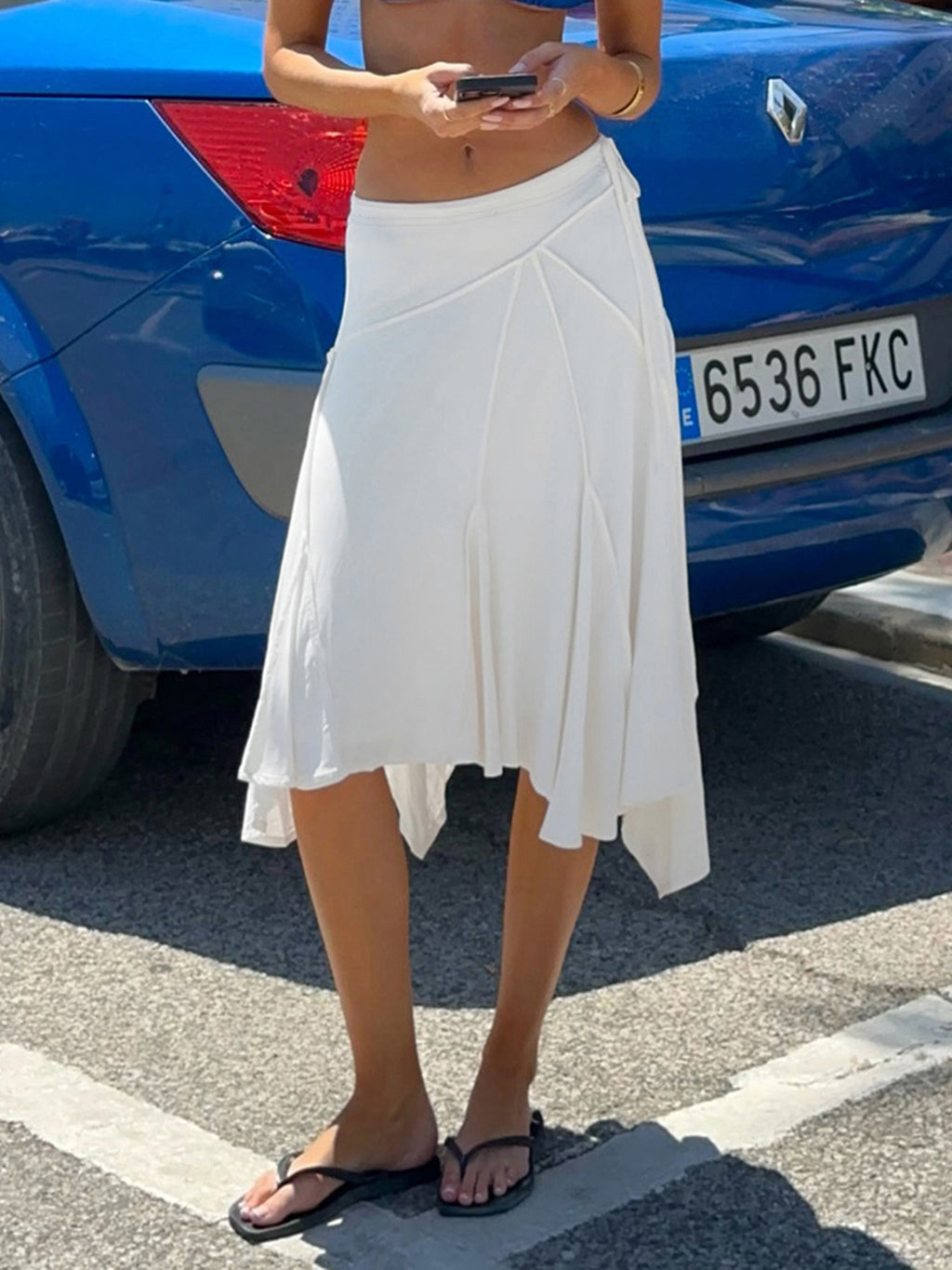 Style Mature Elegant Irregular Fashionable White Simple Skirt