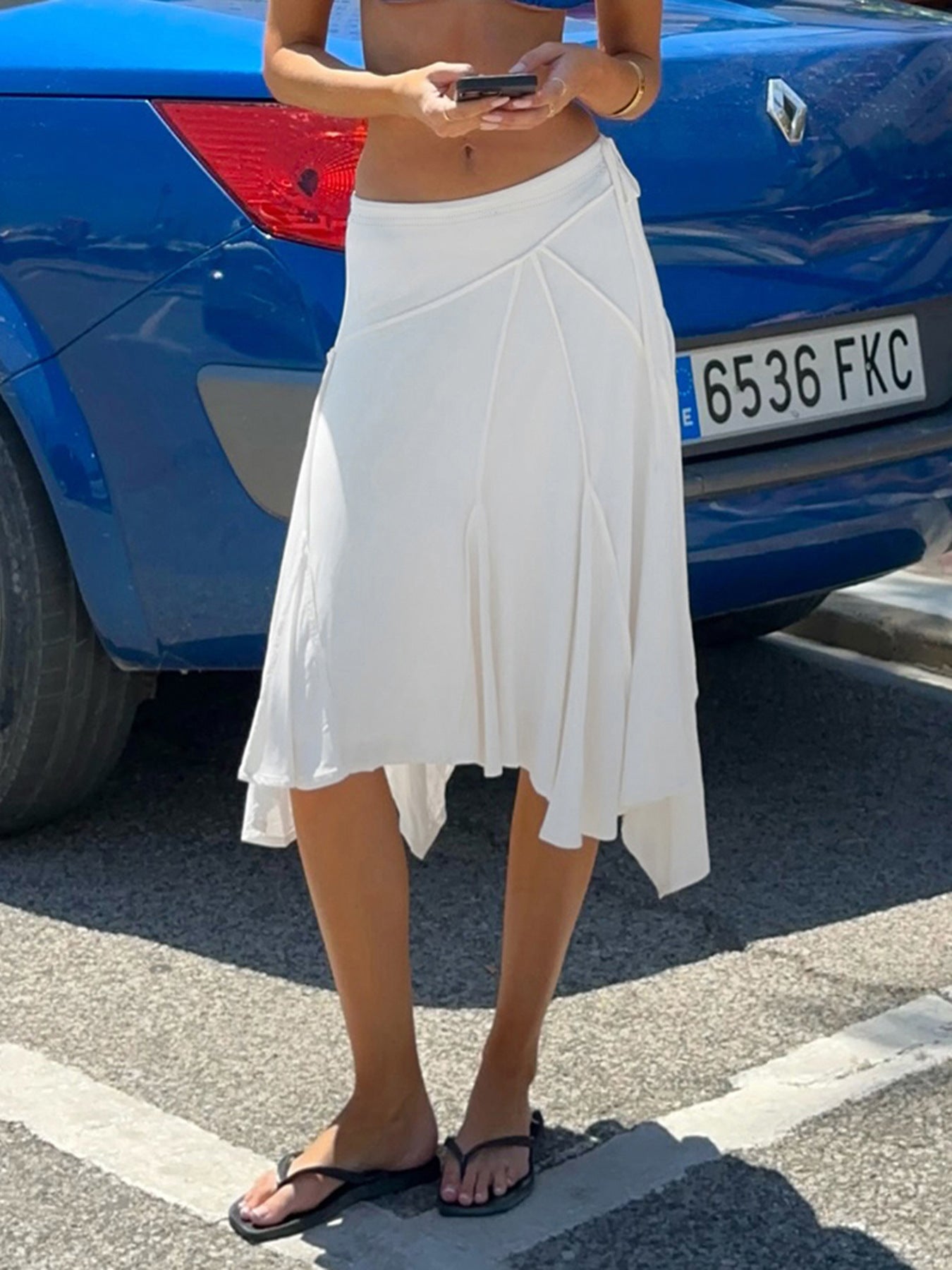 Style Mature Elegant Irregular Fashionable White Simple Skirt