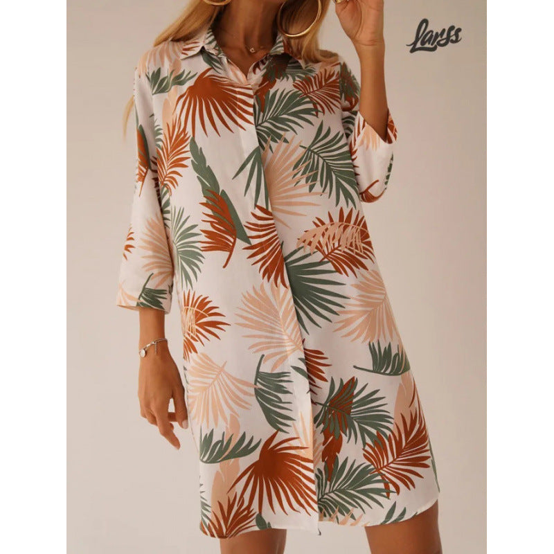 Versatile Fashionable Elegant Printing Lapel Single-breasted Cardigans