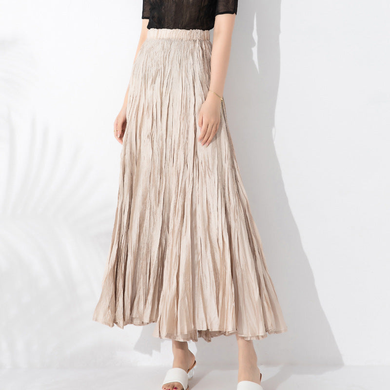 Color Large High Waist Slimming Elastic Casual Skirt