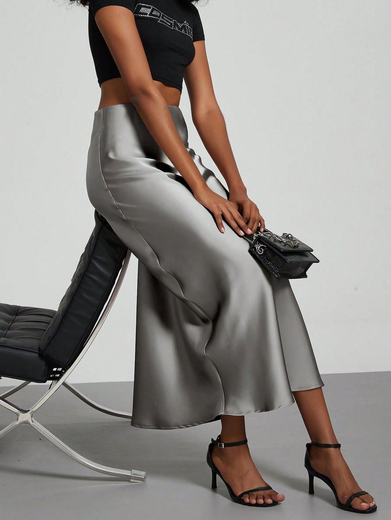 Classic Durable Slouchy Women's Elegant Satin Skirt