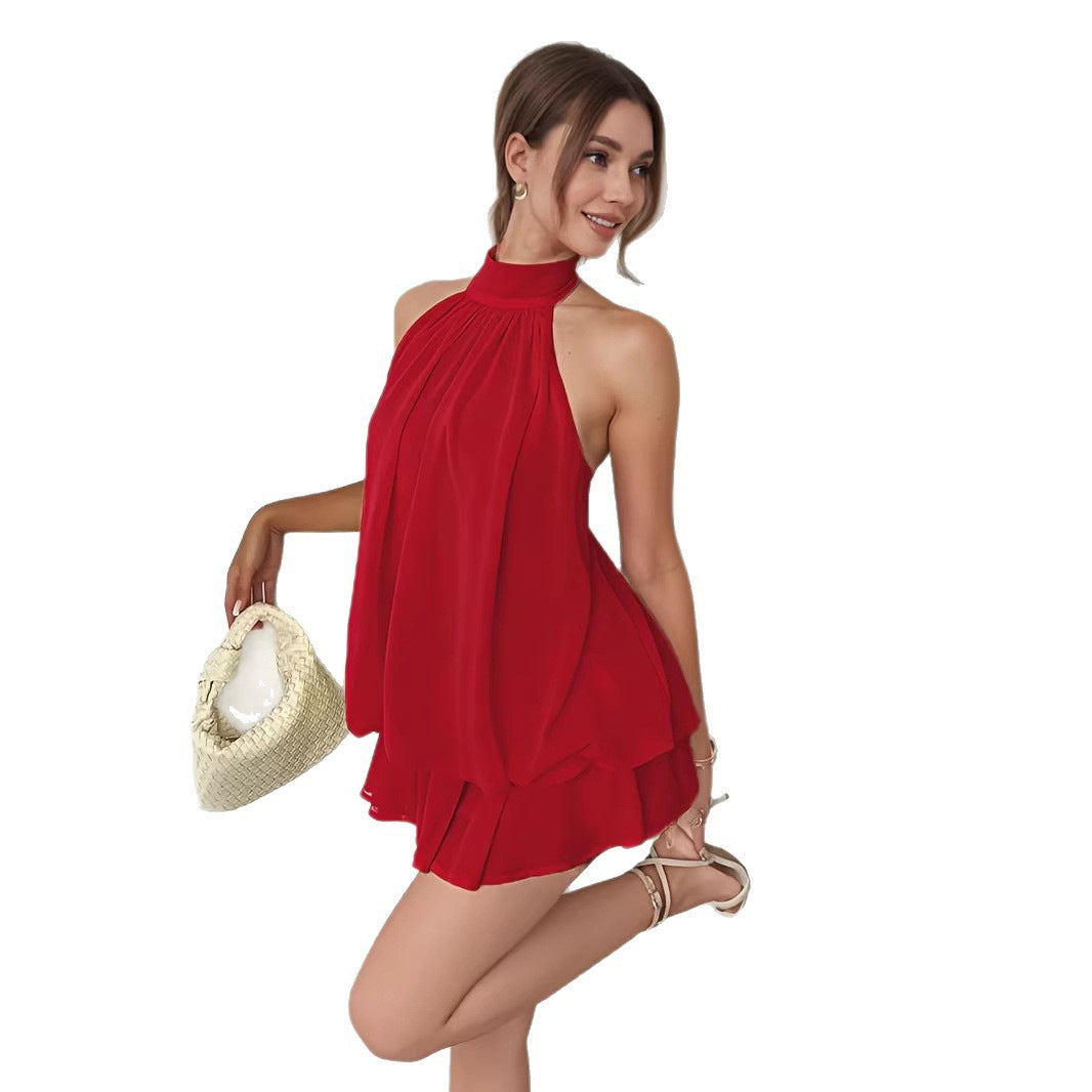 Women's Solid Color Vacation Sexy Backless Halter Tops
