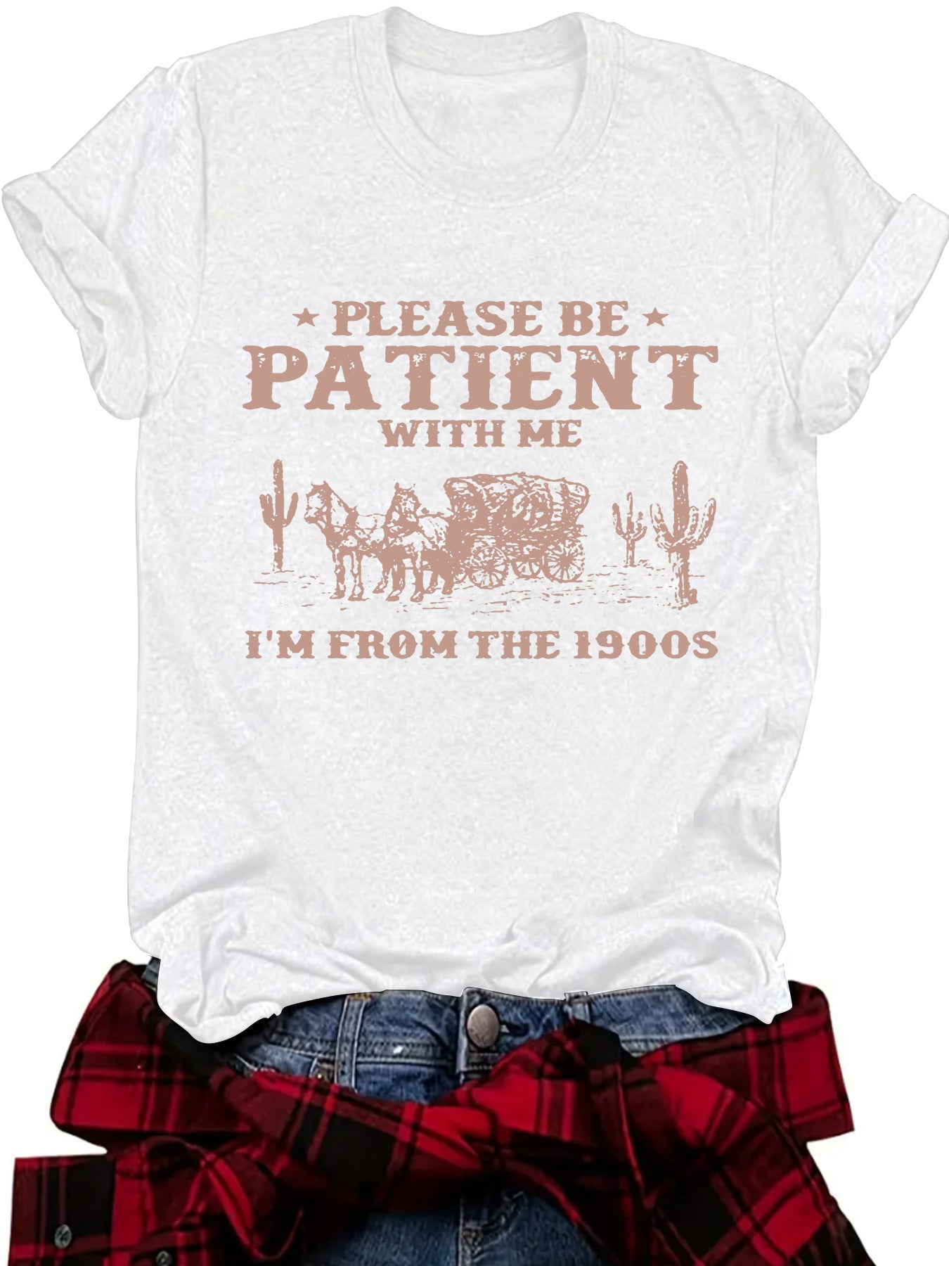 Women's Summer Pattern Round Neck Sleeve Casual Women's T-shirt