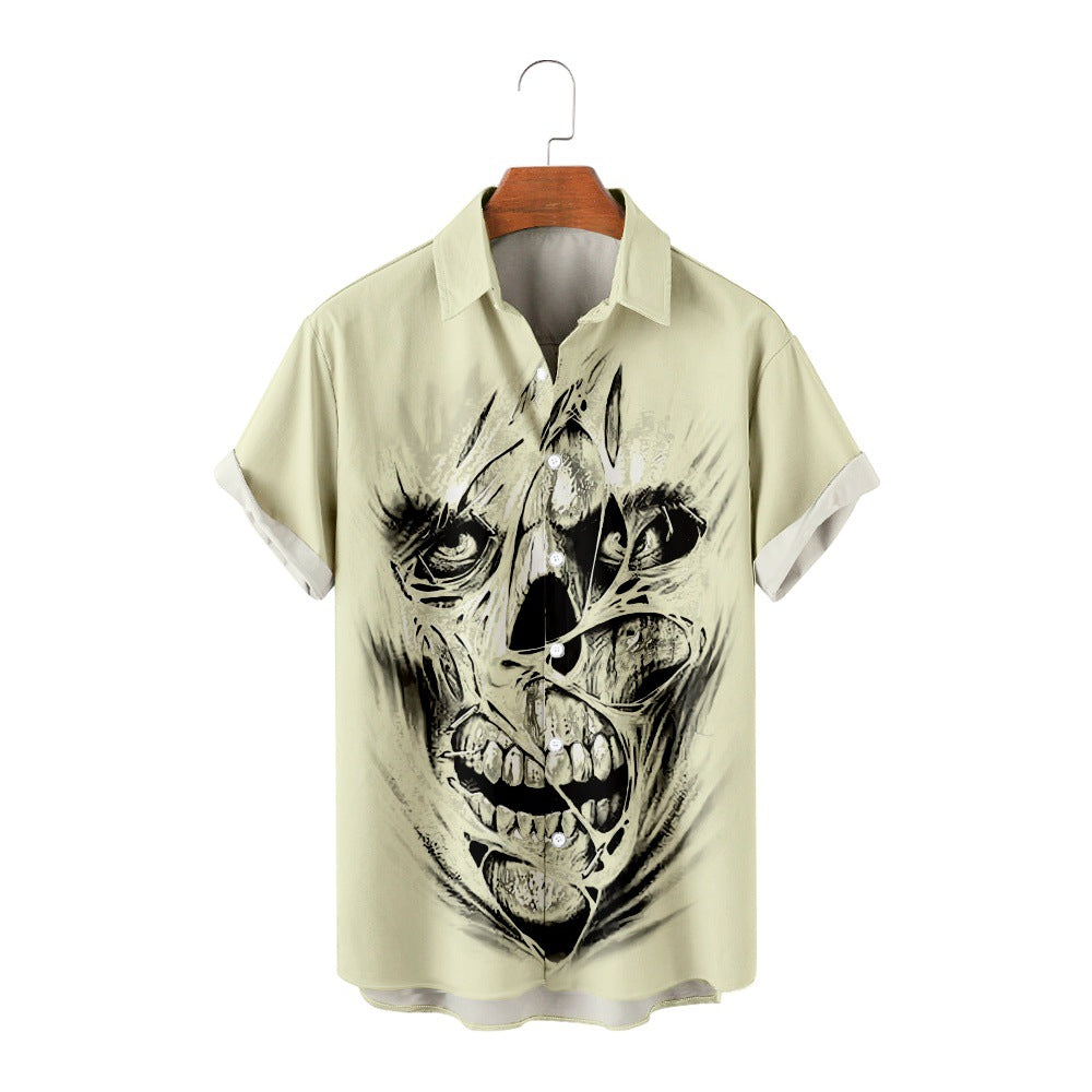 Skull Peripheral Digital Printing Casual Short-sleeved Blouse