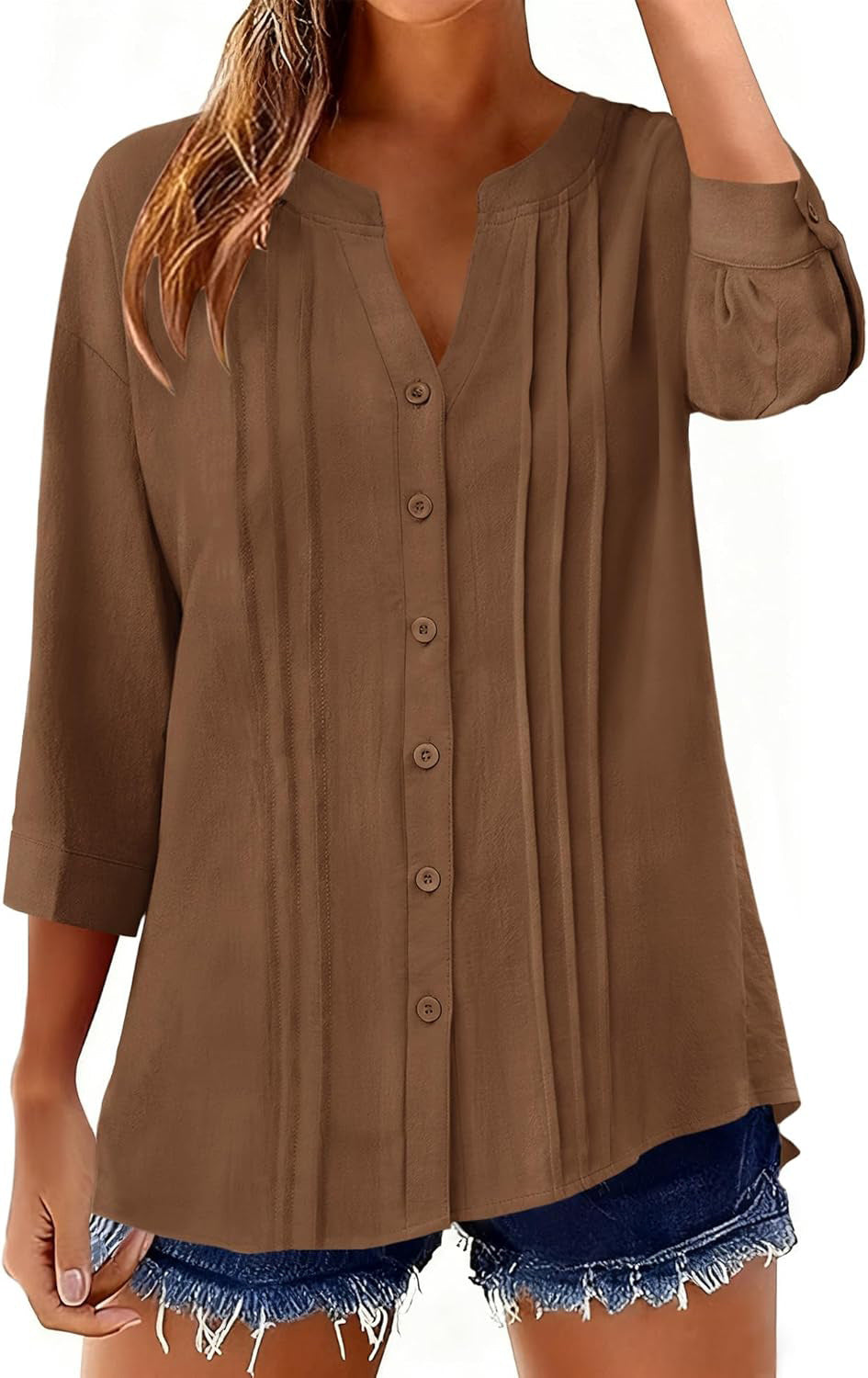 Fashion Casual Solid Color Half-open Collar Women's T-shirt