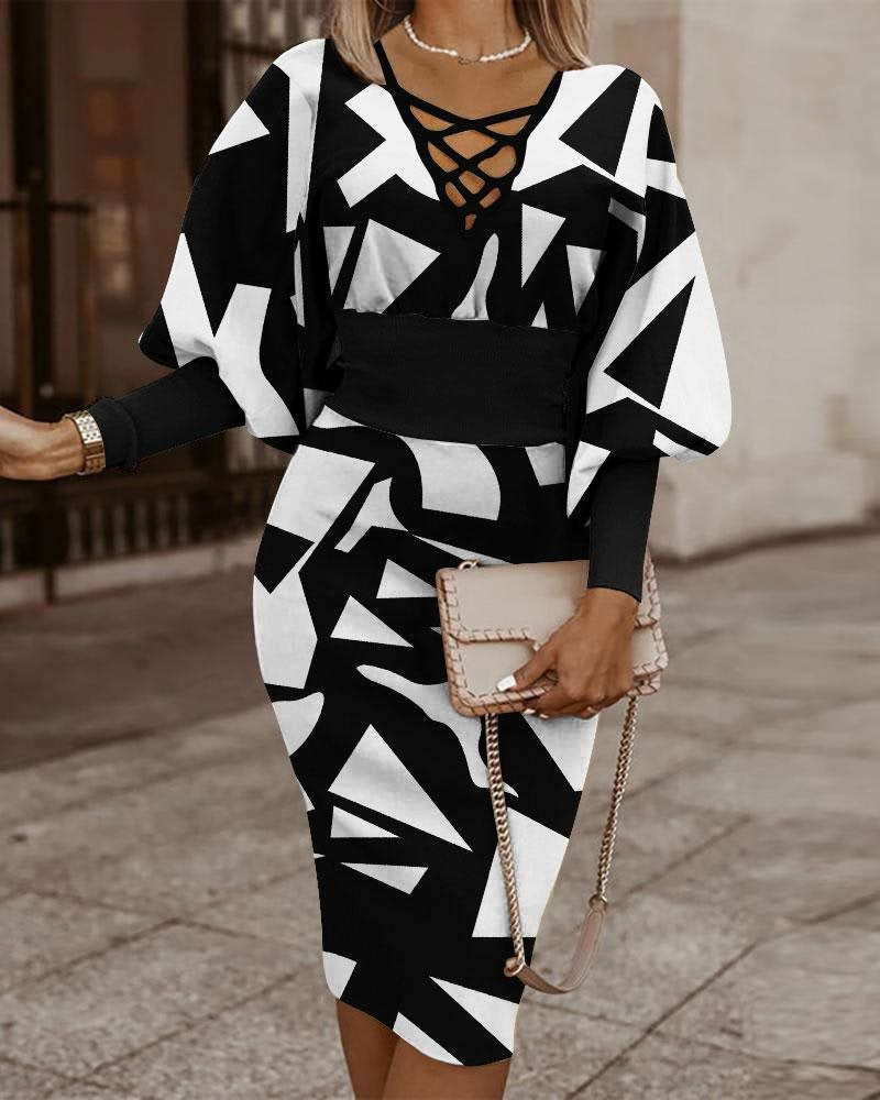 Elegant Stylish Unique Women's Long-sleeved Sheath Dress