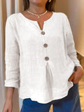 Women's Summer Solid Color Casual Cotton Linen Blouse