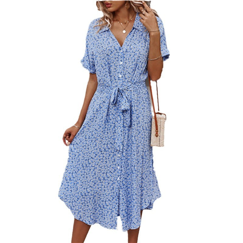 Casual Vacation Style Wide Hem Printed Dress