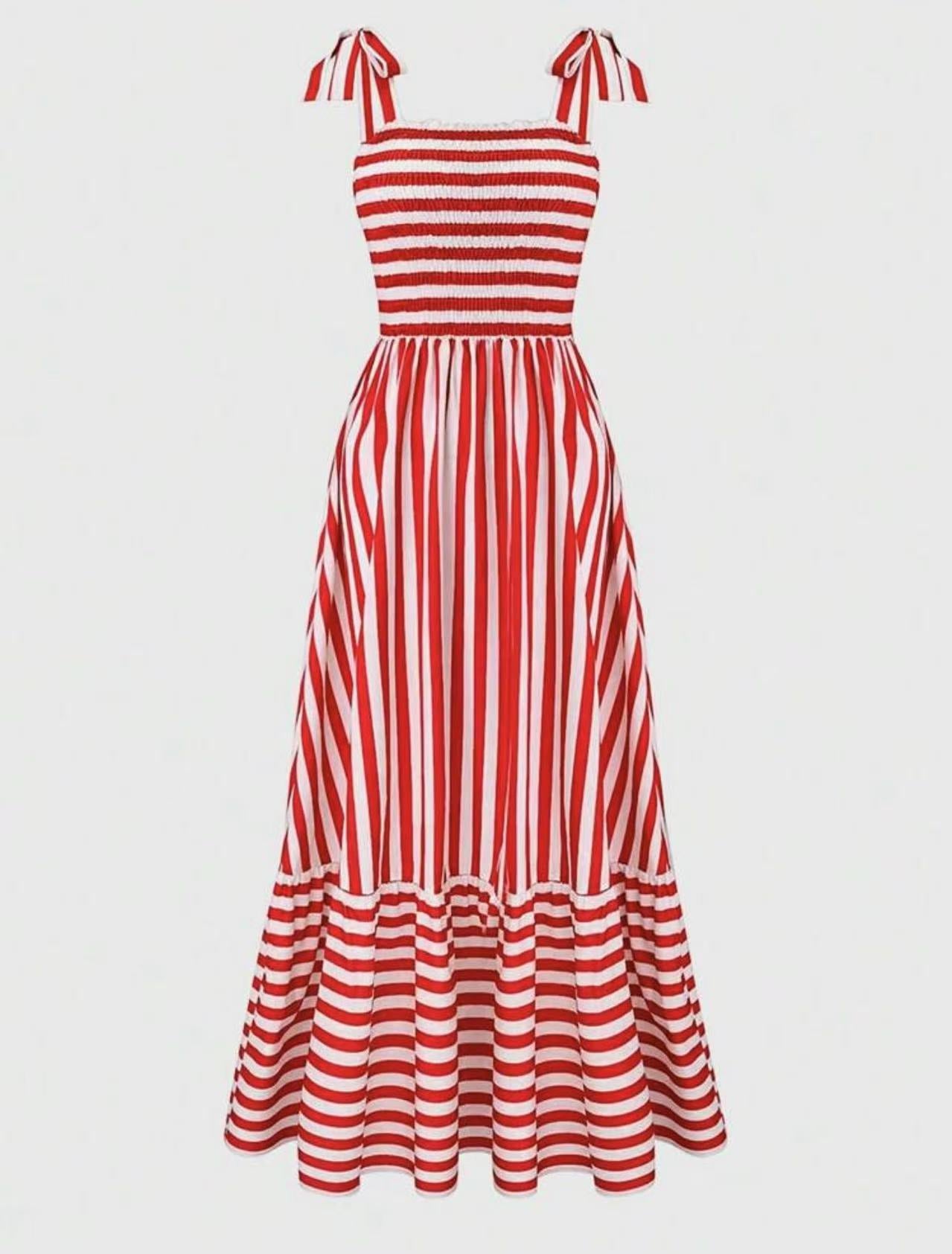 Women's Summer Fashion Loose Temperament Long Striped Dress