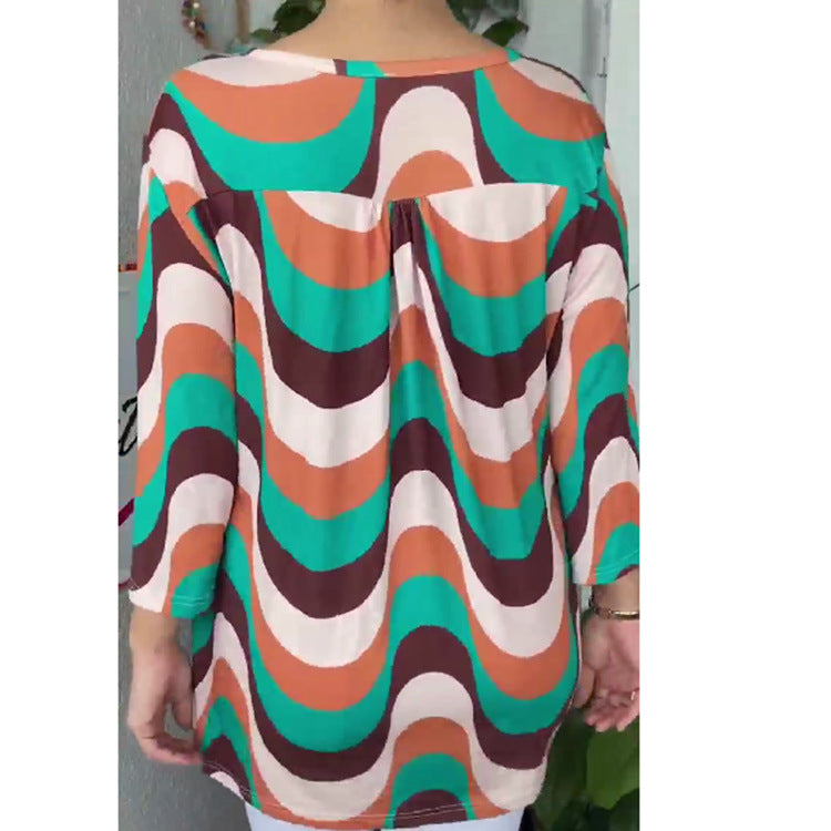 Women's Trade Clothes Summer Printed Sleeve Mom Women's T-shirt