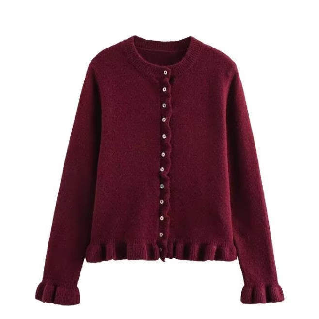 Glamorous Women's French Laminated Decoration Knitted Blouse