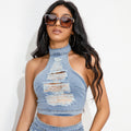 Women's Stretch Sexy Ripped Tube Denim For Jeans