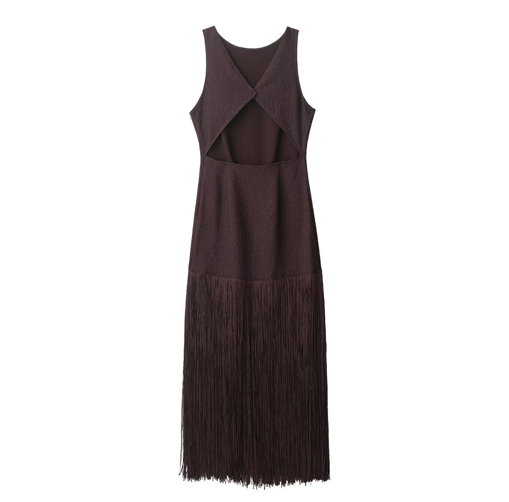 Stylish Versatile Women's Spring Mid-length Tassel Dress