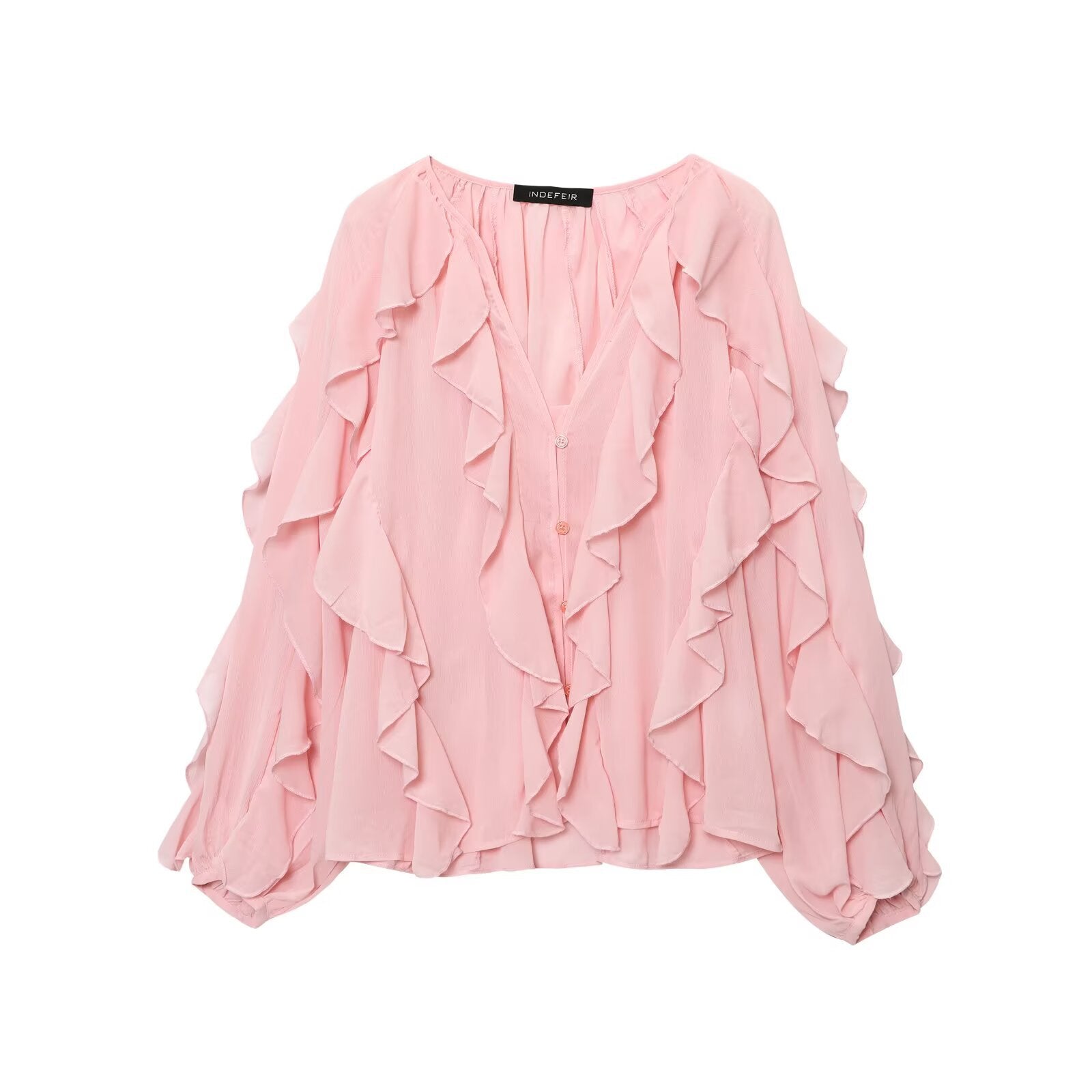 Z Spring Long Fashion Loose Design Niche Laminated Decoration Blouse