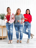 Women's Ripped Mid Waist Pencil Hip Hop Jeans