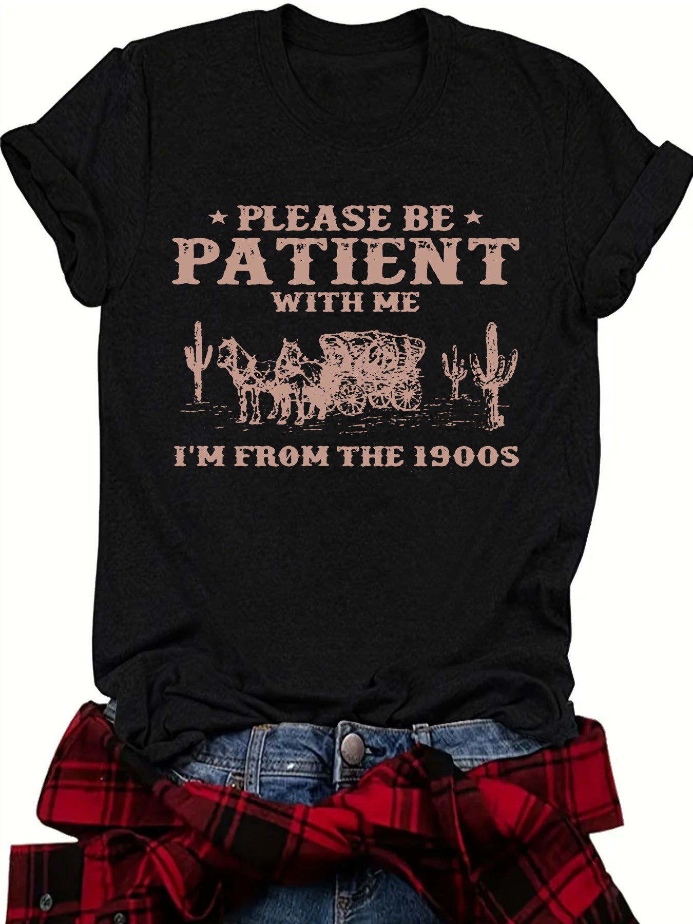 Women's Summer Pattern Round Neck Sleeve Casual Women's T-shirt