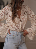 Women's Korean Hollowed Leisure Lace Shirt Blouse