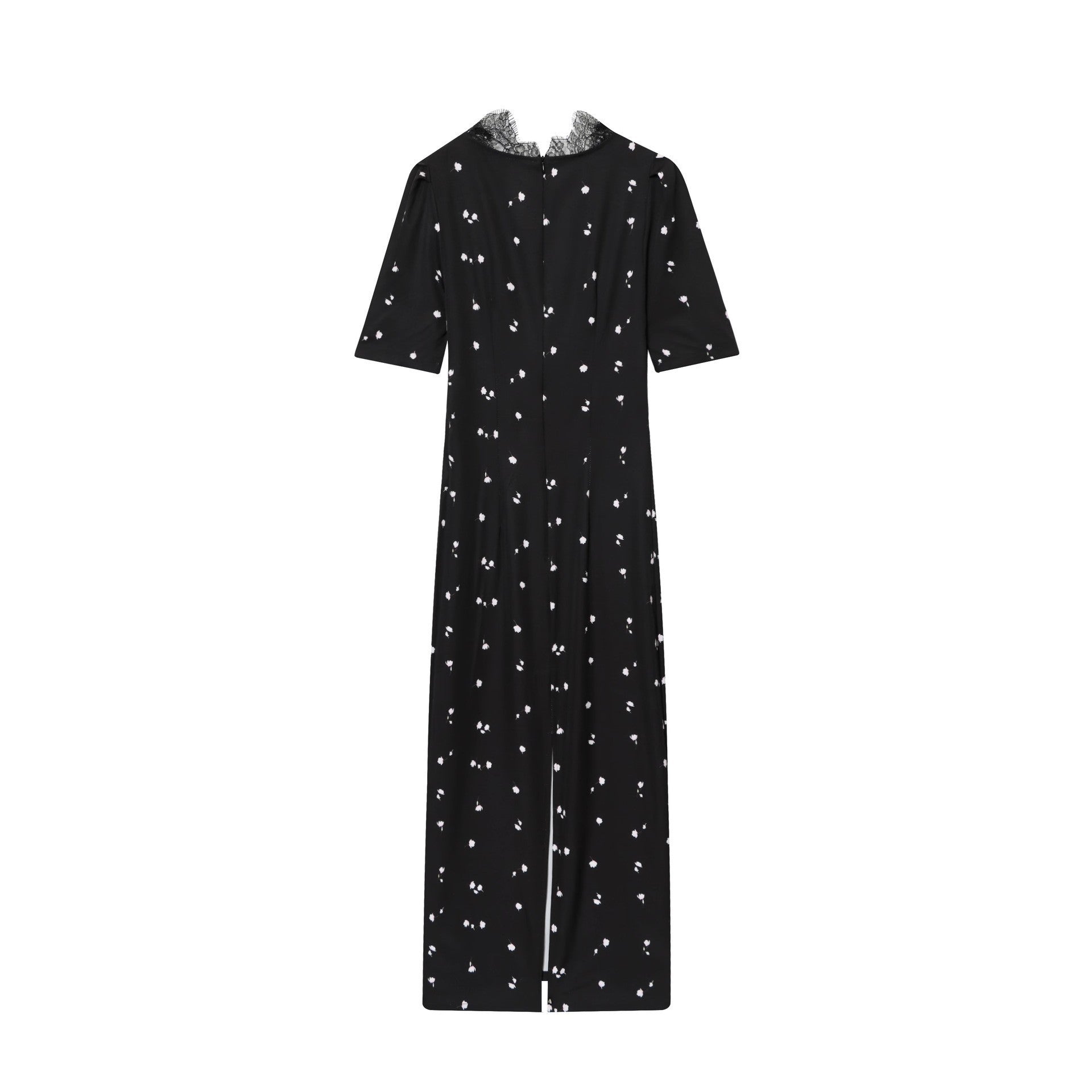 Women's Fashion Sexy Lace Stitching Puff Sleeve Dress