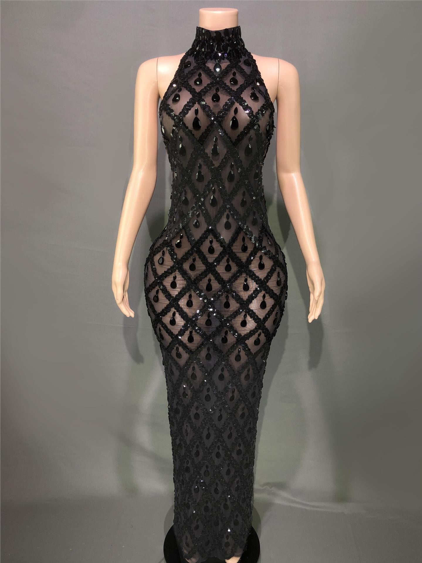 Graceful Women's Shiny Rhinestone Party Formal Dress