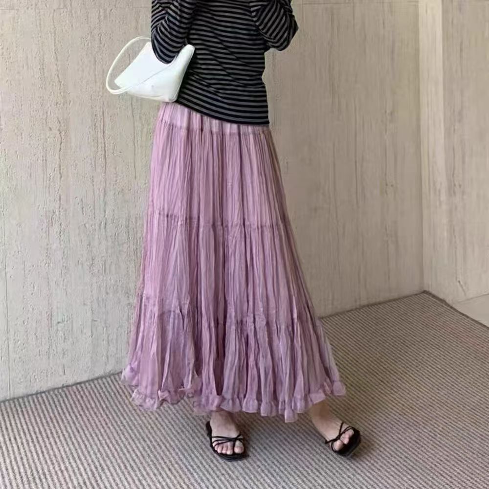 Women's Line Midi Dress With Pleated Stitching Skirts