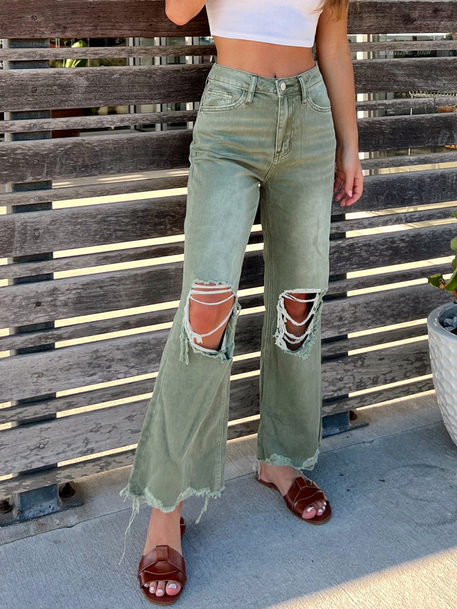 Women's High Quality Ripped Straight Loose Jeans