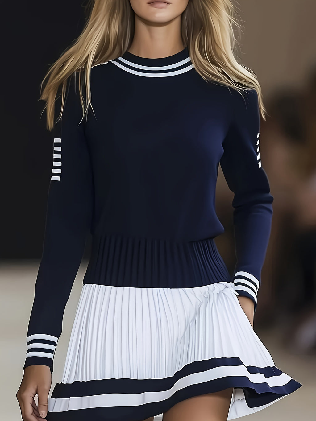 Charming Glamorous Women's Striped Dress Knitted Women's Sweater